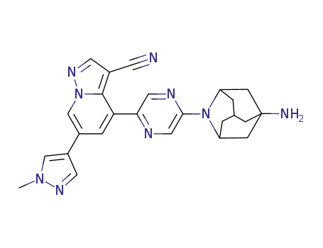 4-(5-((1R,3S,5s,7s)-5-amino-2-azaadamantan-2-yl)pyrazin-2-yl)-6-(1-methyl-1H-pyrazol-4-yl)pyrazolo[1,5-a]pyridine-3-carbonitrile
