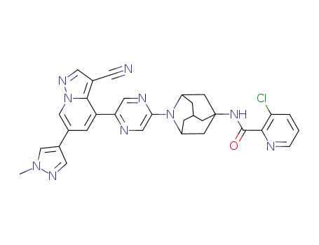 3-chloro-N-((1R,3S,5s,7s)-2-(5-(3-cyano-6-(1-methyl-1H-pyrazol-4-yl)pyrazolo[1,5-a]pyridin-4-yl)pyrazin-2-yl)-2-azaadamantan-5-yl)picolinamide