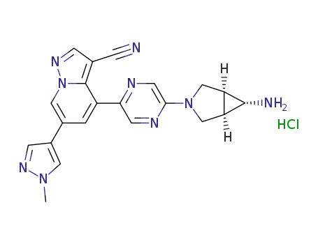 4-(5-((1R,5S,6s)-6-amino-3-azabicyclo[3.1.0]hexan-3-yl)pyrazin-2-yl)-6-(1-methyl-1H-pyrazol-4-yl)pyrazolo[1,5-a]pyridine-3-carbonitrile hydrochloride