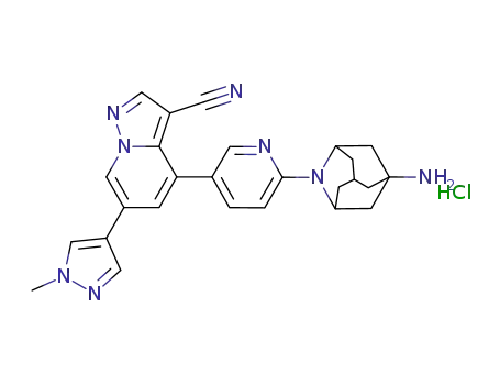 4-(6-((1R,3S,5s,7s)-5-amino-2-azaadamantan-2-yl)pyridin-3-yl)-6-(1-methyl-1H-pyrazol-4-yl)pyrazolo[1,5-a]pyridine-3-carbonitrile hydrochloride