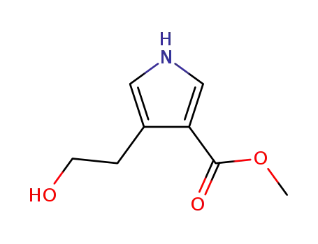 Molecular Structure of 83670-73-9 (1H-Pyrrole-3-carboxylic acid, 4-(2-hydroxyethyl)-, methyl ester)