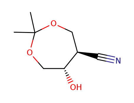 (+/-)-trans-6-hydroxy-2,2-dimethyl-1,3-dioxepane-5-carbonitrile