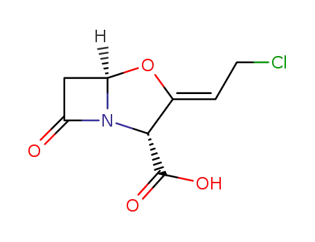 Molecular Structure of 477947-66-3 (4-Oxa-1-azabicyclo[3.2.0]heptane-2-carboxylic acid,
3-(2-chloroethylidene)-7-oxo-, (2R,3Z,5R)-)
