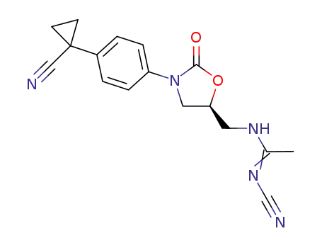 N'-cyano N-[5(S)-3-[4-(1-cyanocyclopropan-1-yl)phenyl]-2-oxooxazolidin-5-ylmethyl]acetamidine