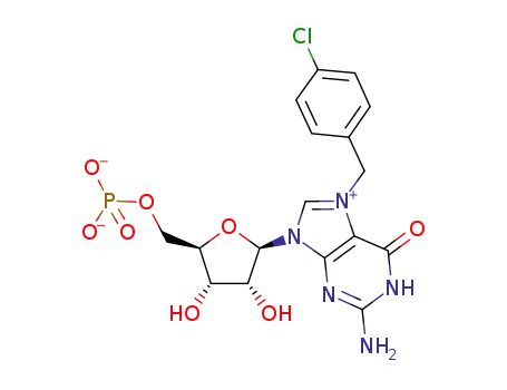 ((2R,3S,4R,5R)-5-(2-amino-7-(4-chlorobenzyl)-6-oxo-1H-purin-1-ium-9(6H)-yl)-3,4-dihydroxytetrahydrofuran-2-yl)methyl phosphate