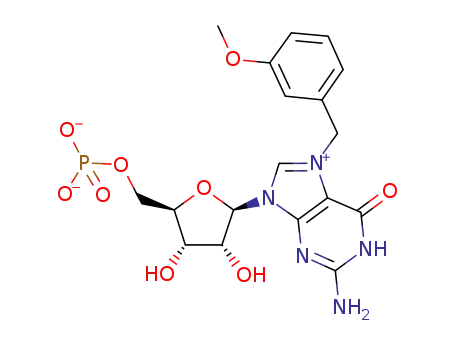 ((2R,3S,4R,5R)-5-(2-amino-7-(3-methoxybenzyl)-6-oxo-1H-purin-1-ium-9(6H)-yl)-3,4-dihydroxytetrahydrofuran-2-yl)methyl phosphate