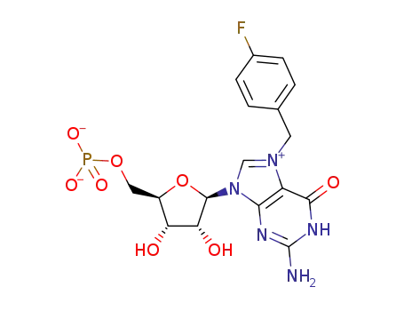 ((2R,3S,4R,5R)-5-(2-amino-7-(4-fluorobenzyl)-6-oxo-1H-purin-1-ium-9(6H)-yl)-3,4-dihydroxytetrahydrofuran-2-yl)methyl phosphate
