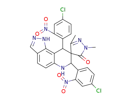 7',9'-bis(4-chloro-2-nitrophenyl)-1,3-dimethyl-1',6',7',9'-tetrahydrospiro [pyrazole-4,8'-pyrazolo[3,4-f]quinolin]-5(1H)-one