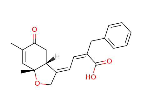 (Z)-2-benzyl-4-((E)-6,7a-dimethyl-5-oxo-3a,4,5,7a-tetrahydrobenzofuran-3(2H)-ylidene)but-2-enoic acid