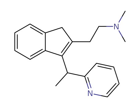 5636-83-9,DIMETHINDENE,1H-Indene-2-ethanamine, N,N-dimethyl-3-(1-(2-pyridinyl)ethyl)-, (Z)-2-butenedioate (1:1);SU 6518;3614-69-5;1H-Indene-2-ethanamine,N,N-dimethyl-3- [1-(2-pyridinyl)ethyl]-;5-22-11-00123 (Beilstein Handbook Reference);1H-Indene-2-ethanamine, N,N-dimethyl-3-(1-(2-pyridinyl)ethyl)- (9CI);Pyridine, 2-(1-(2-(2-(dimethylamino)ethyl)inden-3-yl)ethyl)-, maleate (1:1);Dimethindene maleate [USAN];N-(4-iodophenyl)-1-[4-(thietan-3-yloxy)phenyl]methanimine;Dimetindeno [INN-Spanish];Pyridine, 2-(1-(2-(2-(dimethylamino)ethyl)inden-3-yl)ethyl)-;Dimetindenum [INN-Latin];Forhistal;but-2-enedioic acid; N,N-dimethyl-2-[1-(1-pyridin-2-ylethyl)-3H-inden-2-yl]ethanamine;Dimethindene maleate;Dimethyl{2-[3-(2-pyridylethyl)inden-2-yl]ethyl}amine;2-(1-(2-(2-(Dimethylamino)ethyl)inden-3-yl)ethyl)pyridine maleate (1:1);N,N-Dimethyl-N-(3-(1-(2-pyridyl)ethyl)-2-indenylethyl)amin;2-(1-(2-(2-(Dimethylamino)ethyl)inden-3-yl)ethyl)pyridine maleate;N,N-dimethyl-2-[1-(1-pyridin-2-ylethyl)-3H-inden-2-yl]ethanamine;Forhistal maleate;Fenistil;2-(1-(2-(2-Dimethylaminoethyl)inden-3-yl)ethyl)pyridine;N,N-Dimethyl-3-(1-(2-pyridyl)ethyl)inden-2-ethylamin;Dimethpyrindene;Dimetindene hydrogen maleate;Antihistamine compound;Dimethpyrindene maleate;SU-6518;