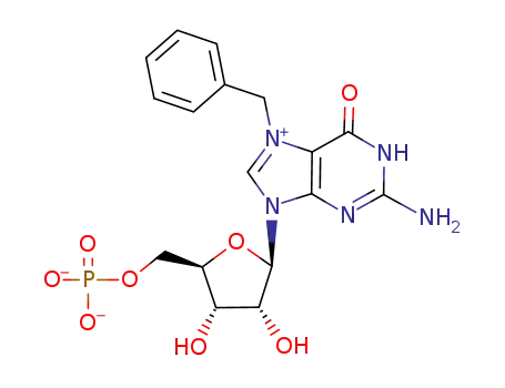 ((2R,3S,4R,5R)-5-(2-amino-7-benzyl-6-oxo-1H-purin-1-ium-9(6H)-yl)-3,4-dihydroxytetrahydrofuran-2-yl)methyl phosphate