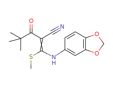 3-(benzo[1,3]dioxol-5ylamino)-2-(2,2-dimethylpropionyl)-3-methylsulfanyl-2-propenenitrile