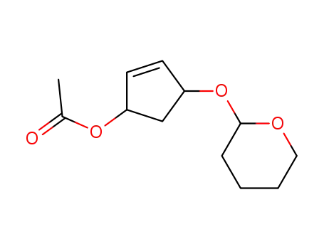 Molecular Structure of 61305-31-5 (2-Cyclopenten-1-ol, 4-[(tetrahydro-2H-pyran-2-yl)oxy]-, acetate)