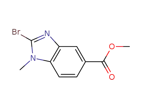 Molecular Structure of 942289-64-7 (1H-Benzimidazole-5-carboxylic acid, 2-bromo-1-methyl-, methyl ester)