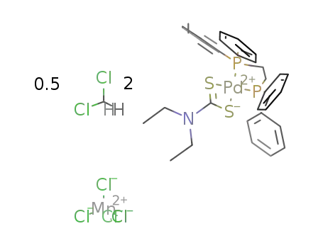 (N,N-diethyldithiocarbamato)[bis(diphenylphosphino)propane]palladium(II) tetrachloromanganate(II)*0.5CH2Cl2