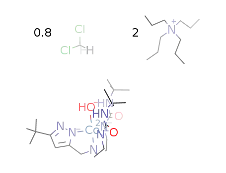 tetrapropylammonium 3-(bis[(N'-tert-butylureaylato)-N-ethyl]aminatomethyl)-5-tert-butyl-1H-pyrazolato(hydroxo)cobaltate(II) dichloromethane adduct (1/0.8)