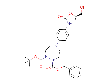 5(R)-(hydroxymethyl)-3-(3-fluoro-4-(1-(benzyloxycarbonyl)-2-(tert-butoxycarbonyl)[1,2,5]triazepan-5-yl)phenyl)oxazolidin-2-one
