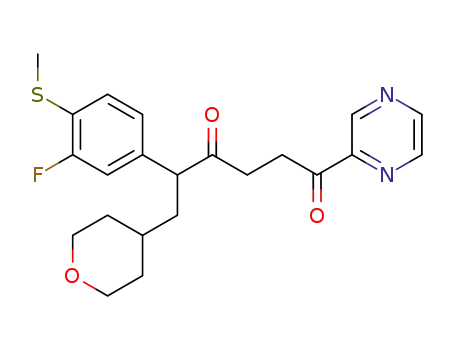 5-[3-fluoro-4-(methylsulfanyl)phenyl]-1-(pyrazin-2-yl)-6-(tetrahydro-2H-pyran-4-yl)hexane-1,4-dione