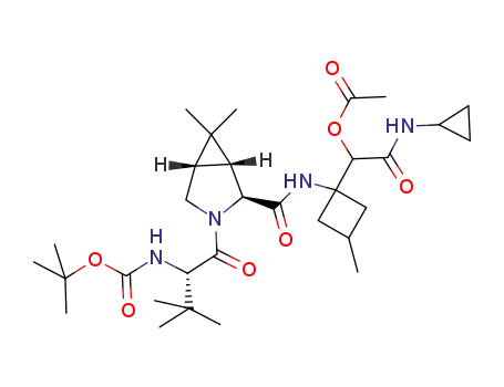 acetic acid (1-{[3-(2-tert-butoxycarbonylamino-3,3-dimethyl-butyryl)-6,6-dimethyl-3-aza-bicyclo[3.1.0]hexane-2-carbonyl]-amino}-3-methyl-cyclobutyl)-cyclopropylcarbamoyl-methyl ester