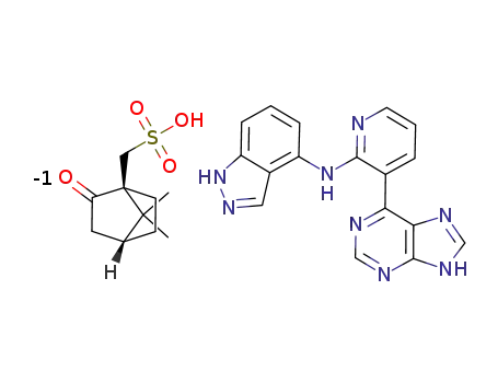 N-(3-(9H-purin-6-yl)pyridin-2-yl)-1H-indazol-4-amine (+/-)-10-camphorsulfonate