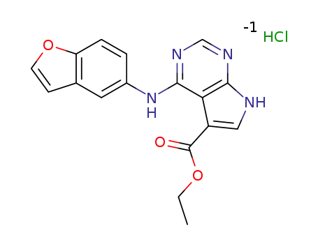 4-(benzofuran-5-ylamino)-7H-pyrrolo[2,3-d]pyrimidine-5-carboxylic acid ethyl ester hydrochloride