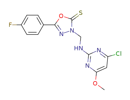 3-((4-chloro-6-methoxypyrimidin-2-ylamino)methyl)-5-(4-fluorophenyl)-1,3,4-oxadiazole-2(3H)-thione