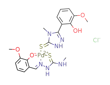 (3-methoxysalicylaldehyde-4(N)-methylthiosemicarbazone)(5-(2-hydroxy-3-methoxy-phenyl)-4-methyl-2,4-dihydro-[1,2,4]triazole-3-thione)palladium(II) chloride