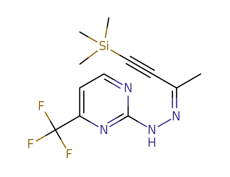 (Z)-4-(trifluoromethyl)-2-(2-(4-(trimethylsilyl)but-3-yn-2-ylidene)hydrazinyl)pyrimidine