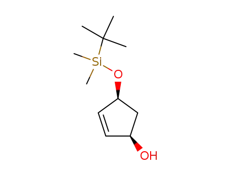 Molecular Structure of 120520-91-4 (2-Cyclopenten-1-ol, 4-[[(1,1-dimethylethyl)dimethylsilyl]oxy]-, (1R,4S)-)
