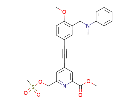 methyl 4-((4-methoxy-3-((methyl(phenyl)amino)methyl)phenyl)-ethynyl)-6-(((methylsulfonyl)oxy)methyl)picolinate