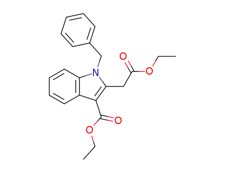 Molecular Structure of 57982-40-8 (1H-Indole-2-acetic acid, 3-(ethoxycarbonyl)-1-(phenylmethyl)-, ethyl
ester)