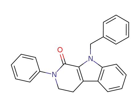 Molecular Structure of 89587-08-6 (1H-Pyrido[3,4-b]indol-1-one,
2,3,4,9-tetrahydro-2-phenyl-9-(phenylmethyl)-)