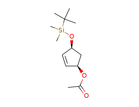 Molecular Structure of 115074-49-2 (2-Cyclopenten-1-ol, 4-[[(1,1-dimethylethyl)dimethylsilyl]oxy]-, acetate,
(1R,4S)-)