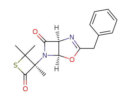 (3R)-3-<(1S,5R)-3-benzyl-7-oxo-4-oxa-2,6-diazabicyclo<3.2.0>hept-2-en-6-yl>-3,4,4-trimethylthietan-2-one