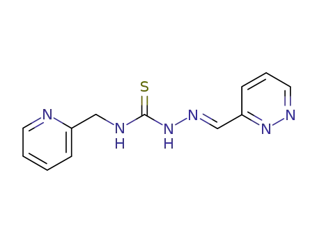 Molecular Structure of 142564-67-8 (Hydrazinecarbothioamide,
2-(3-pyridazinylmethylene)-N-(2-pyridinylmethyl)-, (E)-)