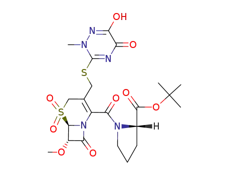 (S)-1-[(6R,7S)-3-(6-Hydroxy-2-methyl-5-oxo-2,5-dihydro-[1,2,4]triazin-3-ylsulfanylmethyl)-7-methoxy-5,5,8-trioxo-5λ6-thia-1-aza-bicyclo[4.2.0]oct-2-ene-2-carbonyl]-pyrrolidine-2-carboxylic acid tert-butyl ester