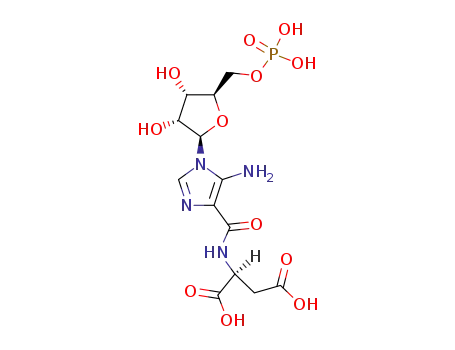 Molecular Structure of 3031-95-6 ((2S)-2-[[5-amino-1-[(2R,3R,4S,5R)-3,4-dihydroxy-5-(phosphonooxymethyl)oxolan-2-yl]imidazole-4-carbonyl]amino]butanedioic acid)