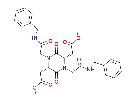 Molecular Structure of 193287-74-0 (2,5-Piperazinediacetic acid,
3,6-dioxo-1,4-bis[2-oxo-2-[(phenylmethyl)amino]ethyl]-, dimethyl ester,
(2S,5S)-)