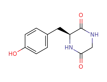 Molecular Structure of 5845-66-9 (3-[(4-hydroxyphenyl)methyl]piperazine-2,5-dione)
