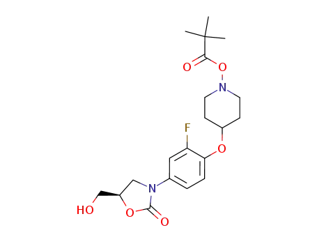 2,2-Dimethyl-propionic acid 4-[2-fluoro-4-((R)-5-hydroxymethyl-2-oxo-oxazolidin-3-yl)-phenoxy]-piperidin-1-yl ester