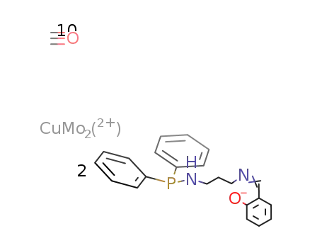 Mo2Cu(2+)*10CO*2(C6H5)2PNH(CH2)3NCHC6H4O(1-)=((CO)5Mo((C6H5)2PNH(CH2)3NCHC6H4O))2Cu