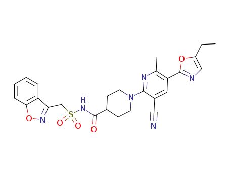 N-[(1,2-benzisoxazol-3-ylmethyl)sulfonyl]-1-[3-cyano-5-(5-ethyl-1,3-oxazol-2-yl)-6-methylpyridin-2-yl]piperidine-4-carboxamide