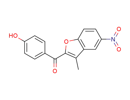Molecular Structure of 141645-21-8 (Methanone, (4-hydroxyphenyl)(3-methyl-5-nitro-2-benzofuranyl)-)