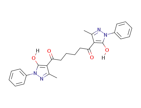 Molecular Structure of 188951-49-7 (1,6-Hexanedione,
1,6-bis(5-hydroxy-3-methyl-1-phenyl-1H-pyrazol-4-yl)-)