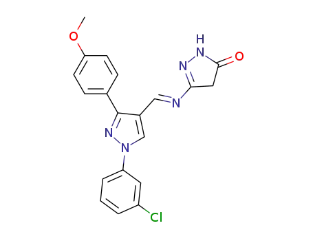 (3E)-3-[(1-(3-chlorophenyl)-3-(4-methoxyphenyl)-1H-pyrazol-4-yl)methylene]amino-1H-pyrazol-5(4H)-one
