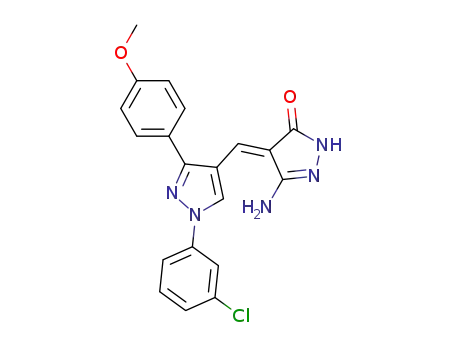 (4E)-3-amino-4-[(1-(3-chlorophenyl)-3-(4-methoxyphenyl)-1H-pyrazol-4-yl)methylene]-1H-pyrazol-5(4H)-one
