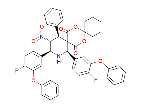 2-aza-1,3-di(4-fluoro-3-phenoxyphenyl)-4-nitro5-phenyl-8,15-dioxa-7,16-dioxodispiro[5,2,59,26]hexadecane