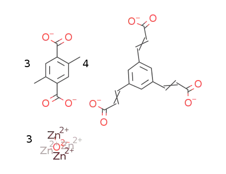 Zn4O(2,5-dimethyl-1,4-benzenedicarboxylic acid)(benzene-1,3,5-triacrylic acid)4/3