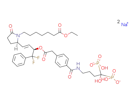 sodium (4-(4-(2-(((R,E)-4-((R)-1-(7-ethoxy-7-oxoheptyl)-5-oxopyrrolidin-2-yl)-1,1-difluoro-1-phenylbut-3-en-2-yl)oxy)-2-oxoethyl)benzamido)-1-hydroxybutane-1,1-diyl)bis(hydrogenphosphonate)