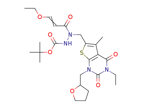 tert-butyl 2-(-3-ethoxyprop-2-enoyl)-2-{[3-ethyl-5-methyl-2,4-dioxo-1-(tetrahydrofuran-2-ylmethyl)-1,2,3,4-tetrahydrothieno[2,3-d]pyrimidin-6-yl]methyl}hydrazinecarboxylate